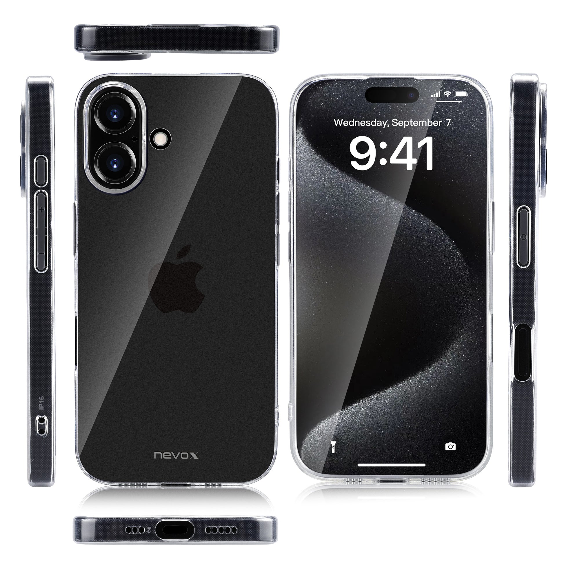 nevox StyleShell Flex Backcover – für Apple iPhone 16 Plus, TPU, Transparent