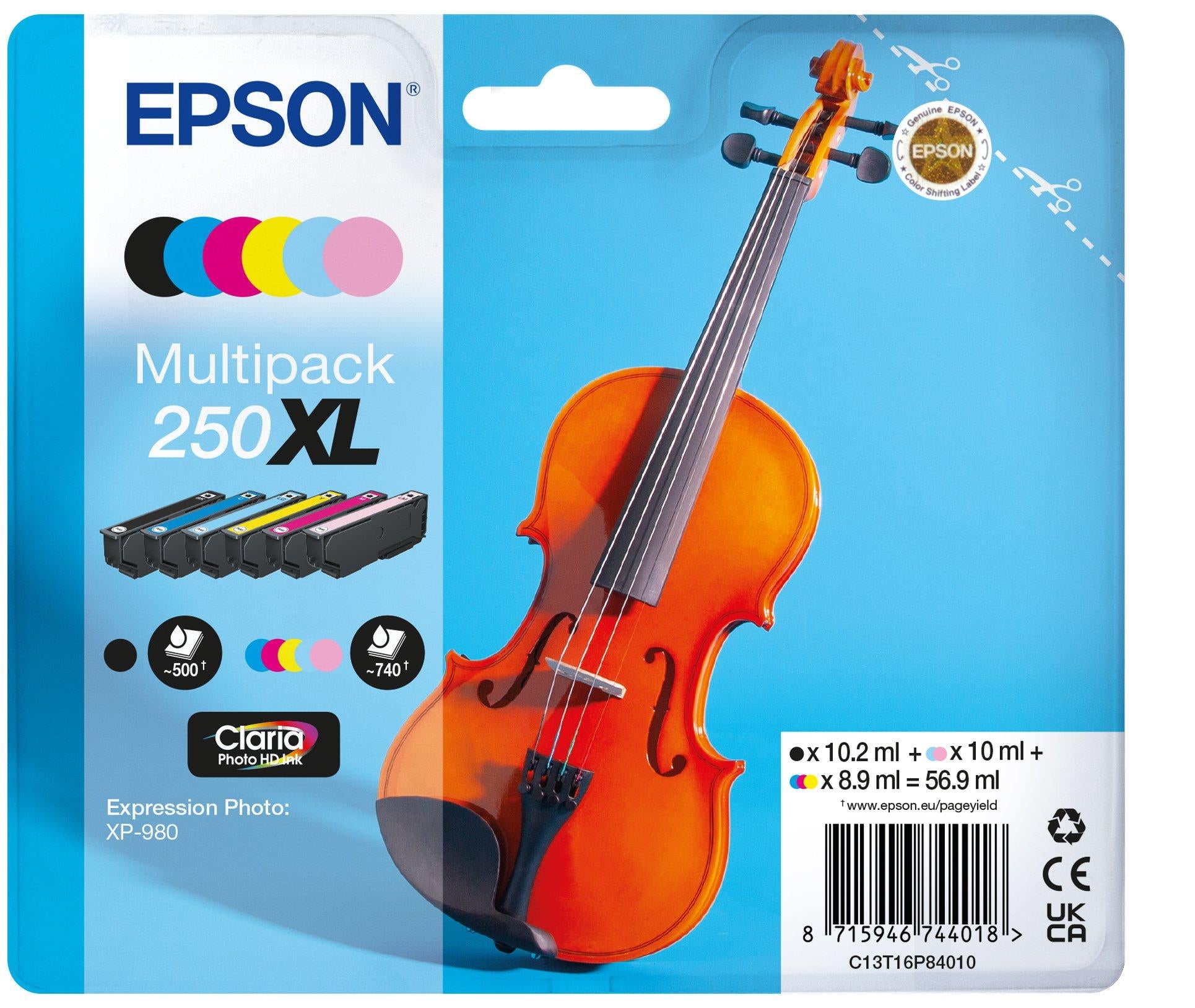 Epson Tintenpatronen-Multipack 250XL, XL, 6er-Pack, Original – für Expression Photo XP-980