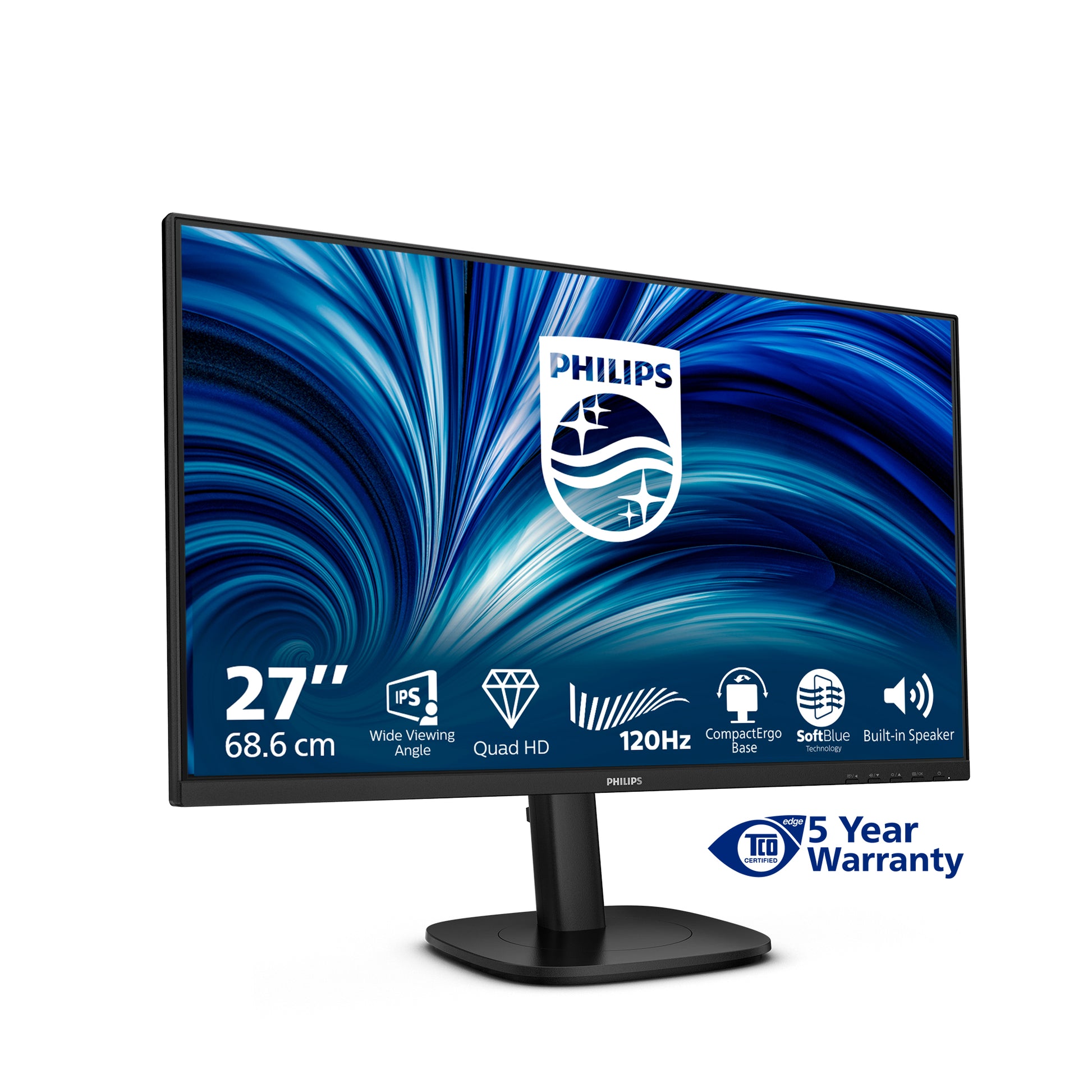 Philips 27B2N3500J/000 – Monitor, 27", 350 cd/m², höhenverstellbar, USB-Hub, integrierte Lautsprecher, schwarz