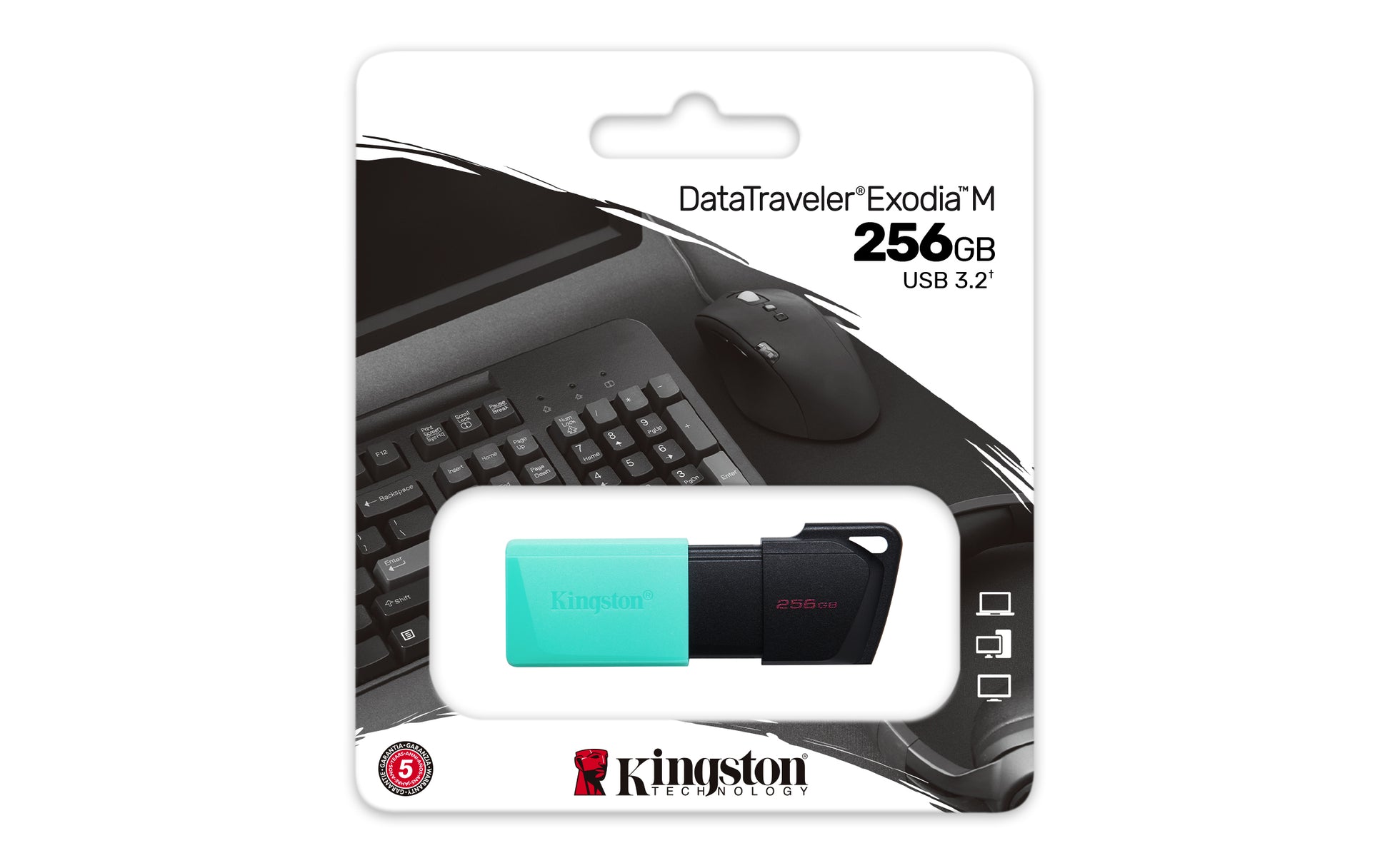 Kingston Technology Kingston DT Exodia M USB-Stick – 256 GB, USB 3.2 Gen 1, Schwarz + Türkis