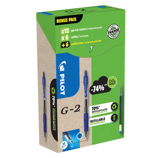 Pilot G-2 Gelschreiber – Blau, 0,7 mm, Druck, Nachfüllbar