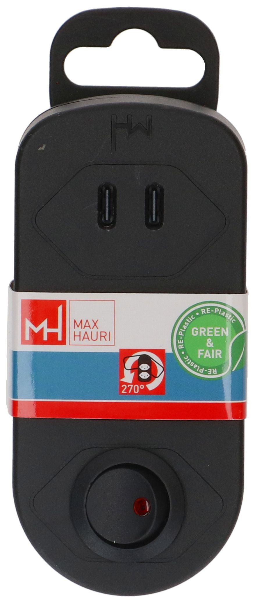 Max Hauri AG Max Hauri ADAPT Abzweigstecker 1×T13 – USB‑C×2, PD 20 W – T12 Eingangsstecker (abgewinkelt) – schwarz