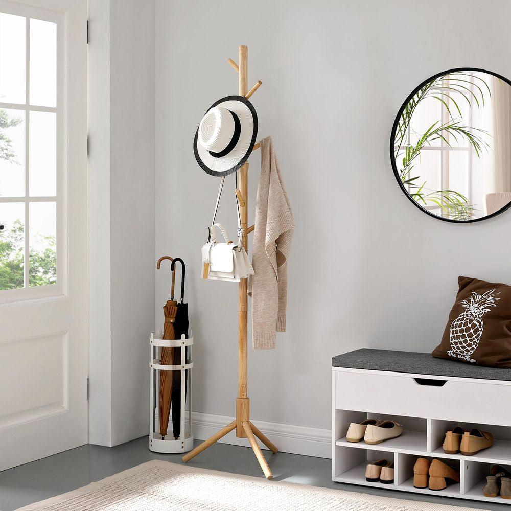 Vasagle Garderobenständer – 8 Haken, Holz/Spanplatte, Natur, 47 × 47 × 175 cm