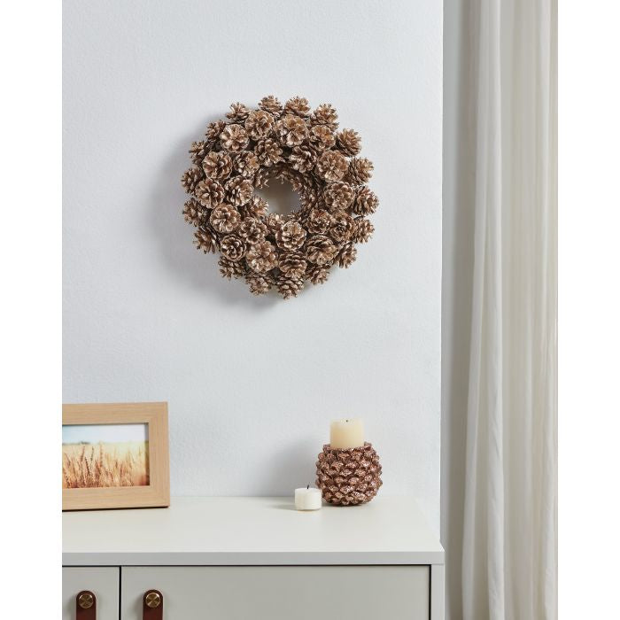EGLO Gunung Weihnachtskranz – Ø 29,5 × 7 cm – Kiefernholz, Braun