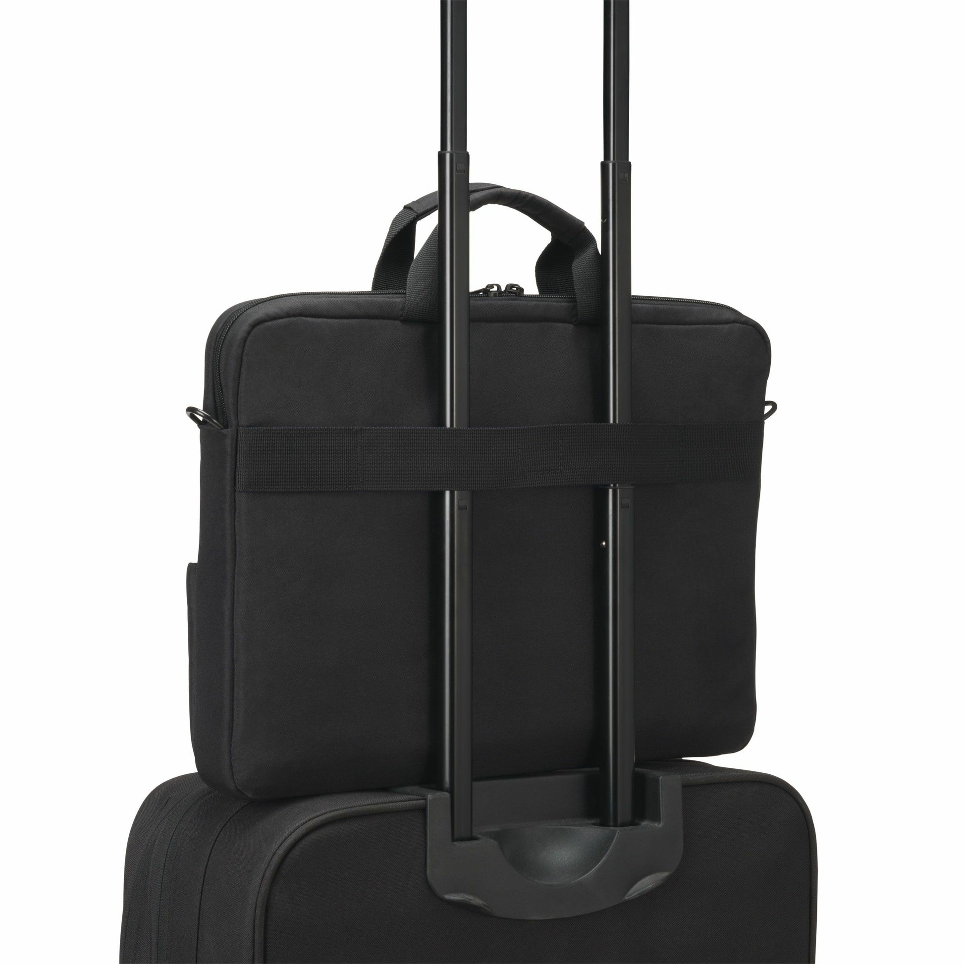 DICOTA Eco Slim Case Plus BASE Notebook-Tasche bis 15,6" – Trolley-Band, abnehmbarer Schultergurt – Schwarz