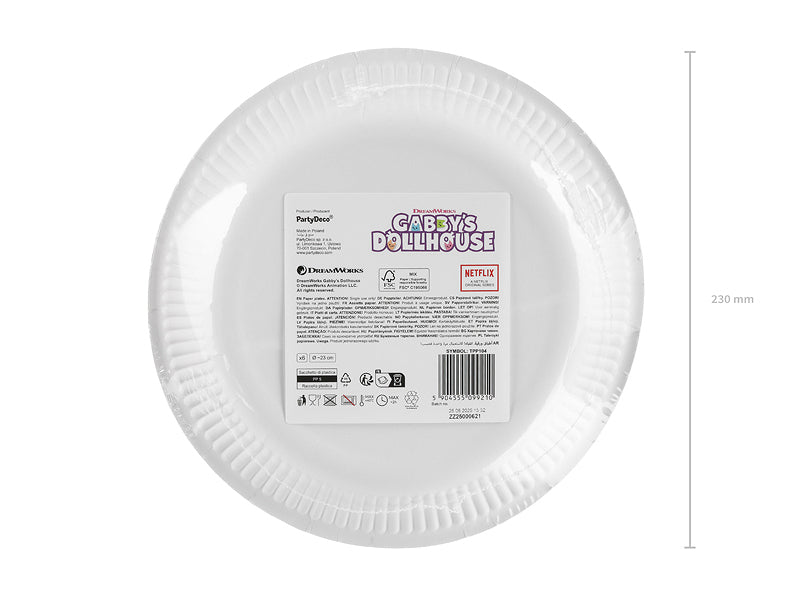 PartyDeco Teller, Papier/Karton, rund – Ø 23 cm, mehrfarbig – 6 Stk.