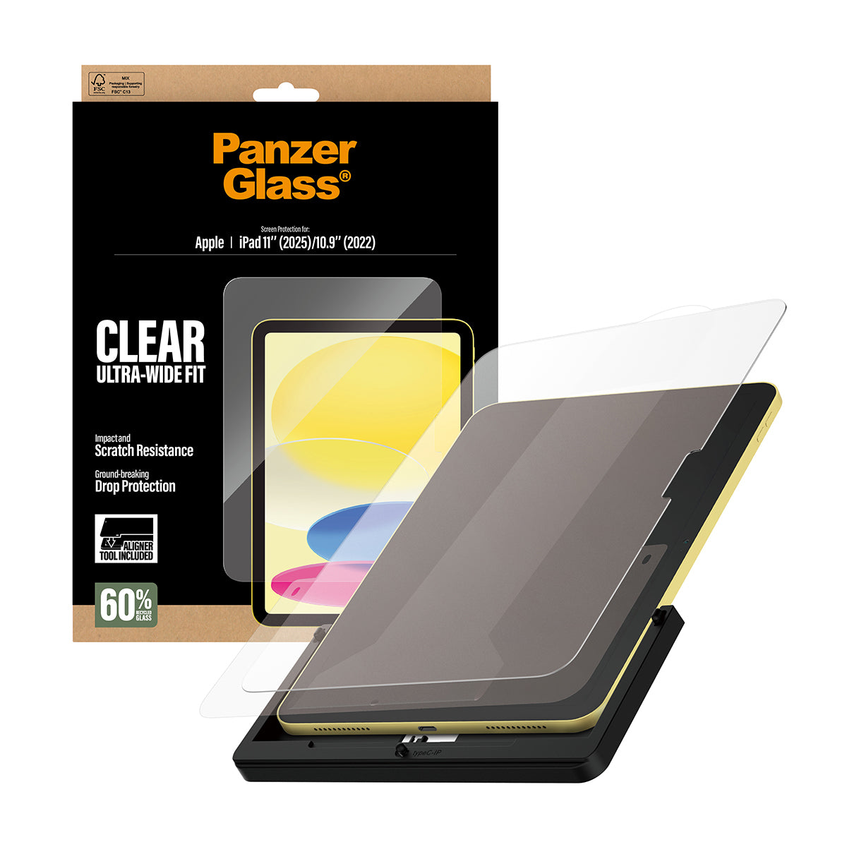 PanzerGlass UWF Displayschutz – für iPad 11" (2025), iPad 10,9" (2022), Stossschutz