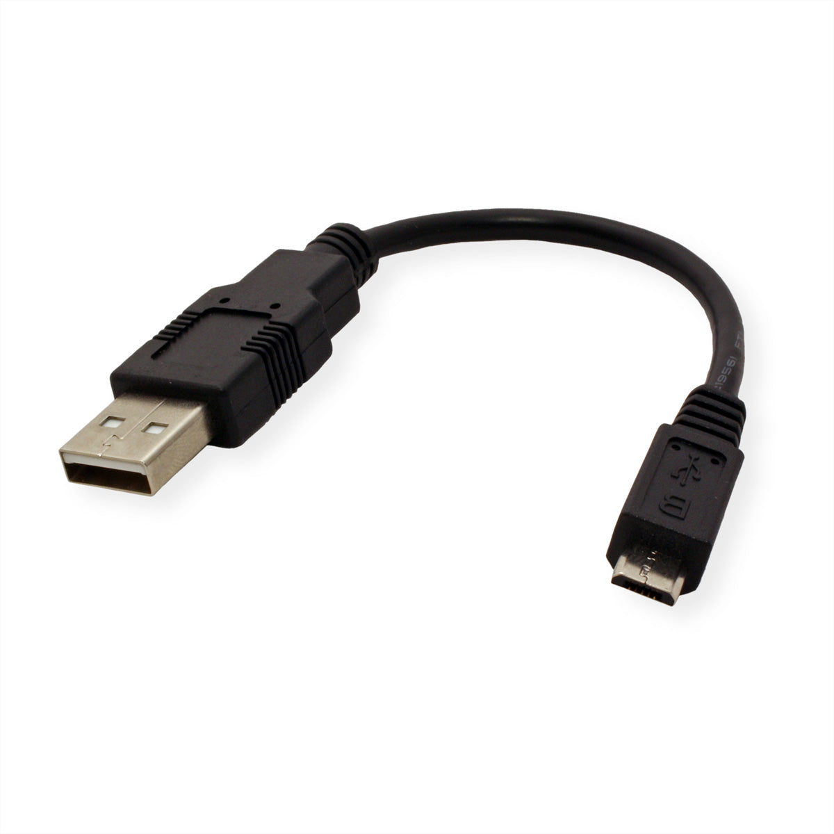 ROLINE USB-A auf Micro-USB-B Kabel – USB 2.0 (480 Mbit/s) – 0,15 m – Geschirmt – Schwarz
