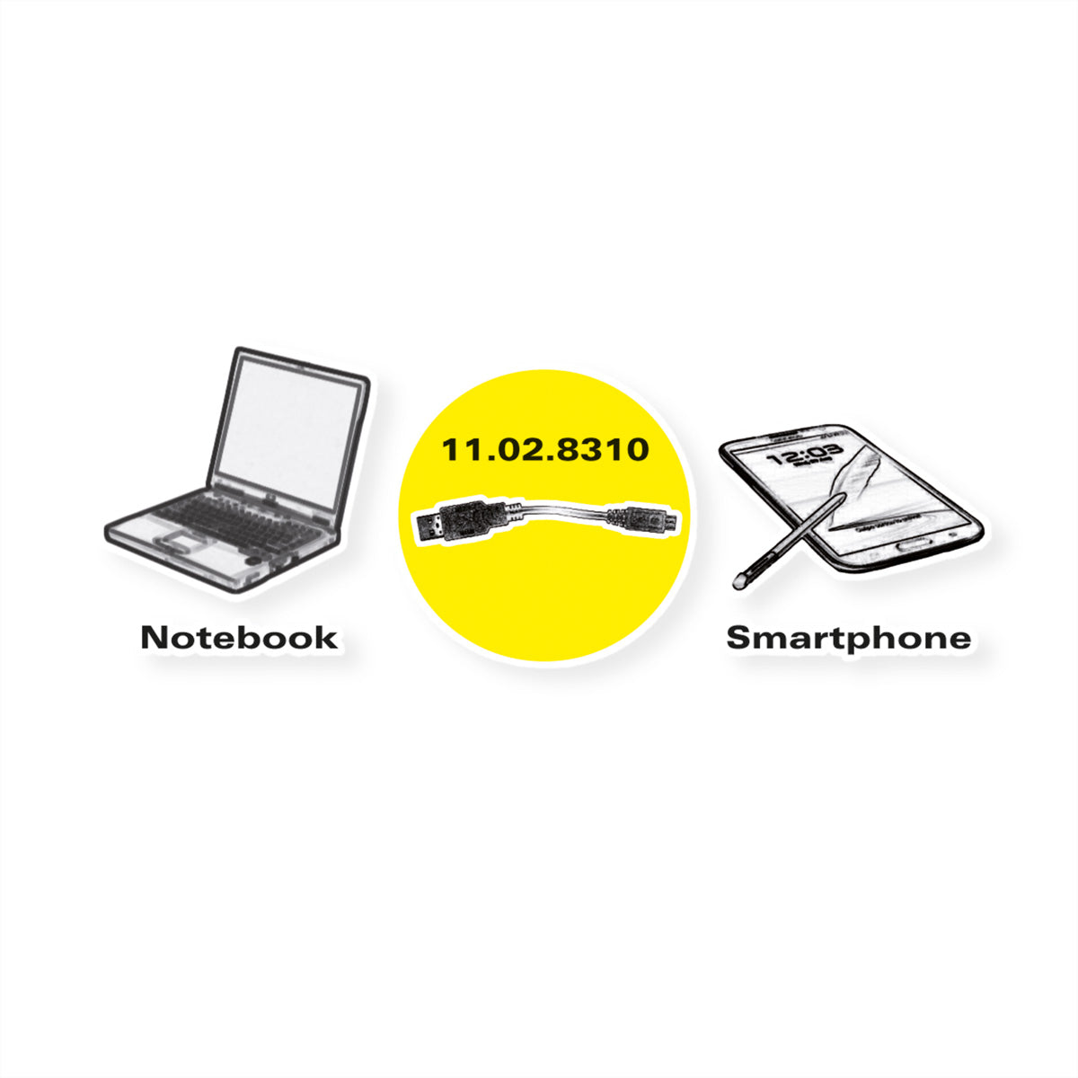ROLINE USB-A auf Micro-USB-B Kabel – USB 2.0 (480 Mbit/s) – 0,15 m – Geschirmt – Schwarz
