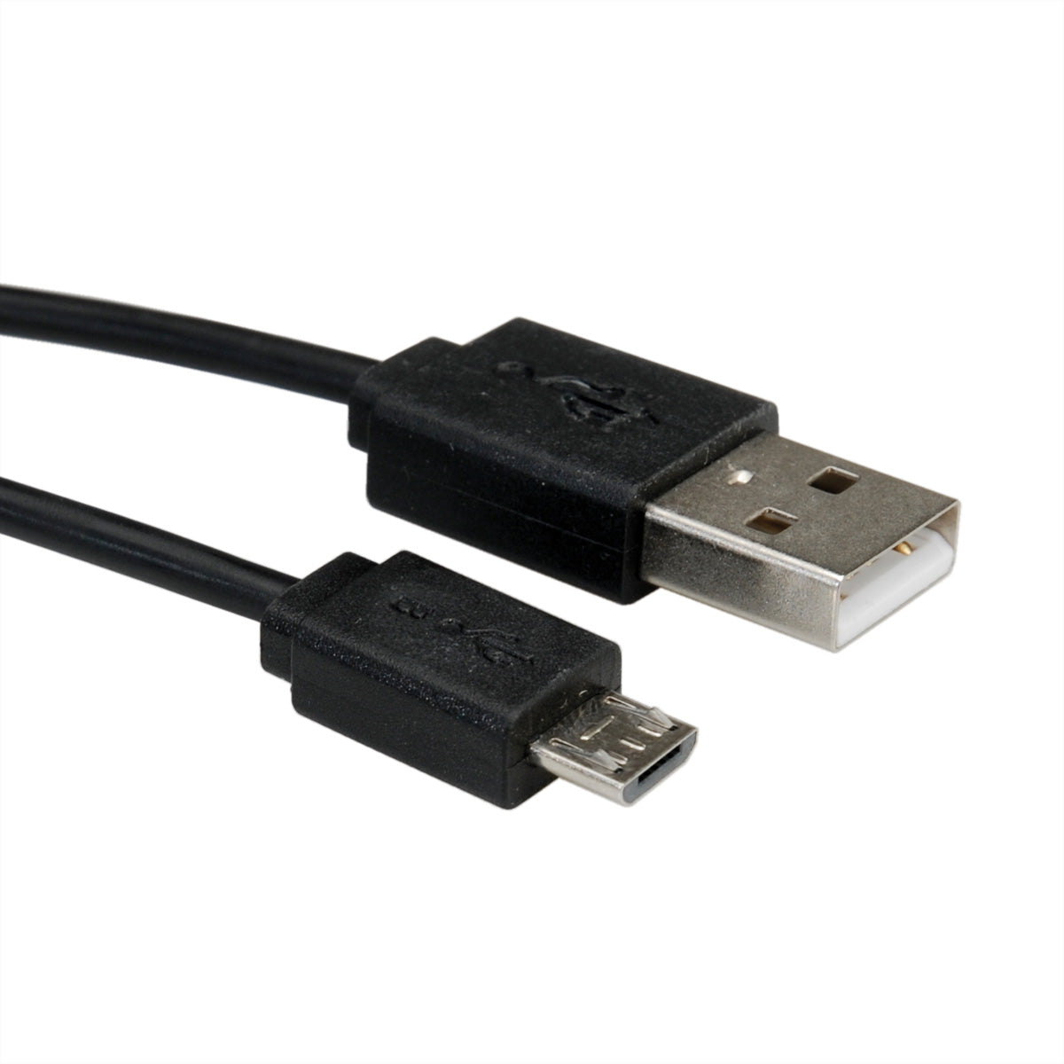 ROLINE USB-A auf Micro-USB-B Kabel – USB 2.0 (480 Mbit/s) – 1 m – Spiralkabel – Schwarz – für Micro-USB-Geräte