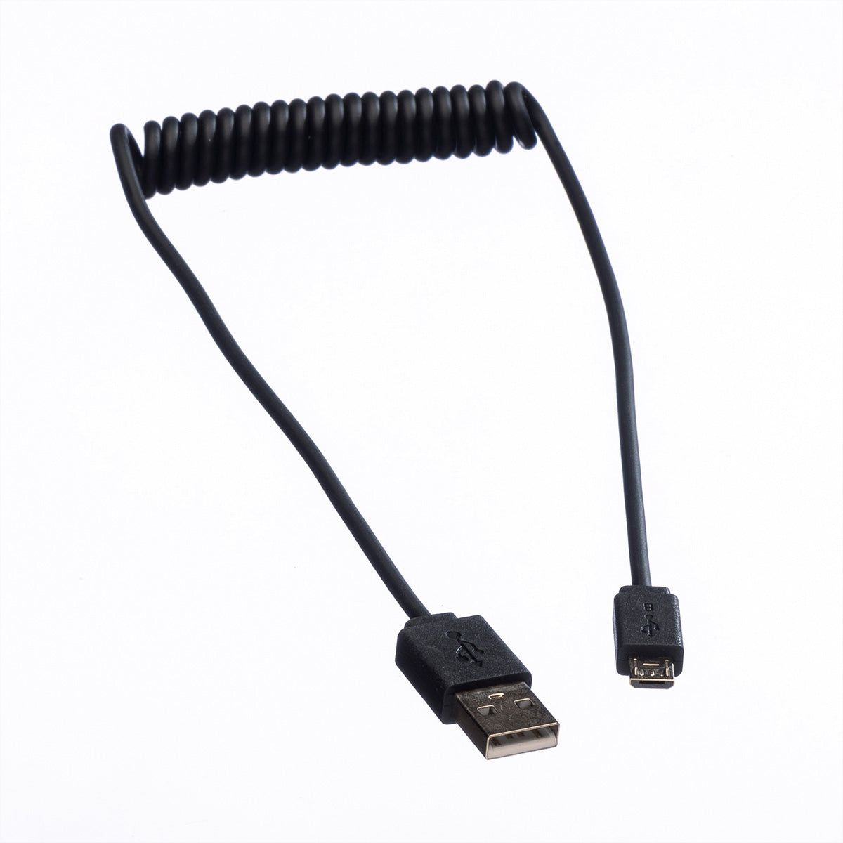 ROLINE USB-A auf Micro-USB-B Kabel – USB 2.0 (480 Mbit/s) – 1 m – Spiralkabel – Schwarz – für Micro-USB-Geräte