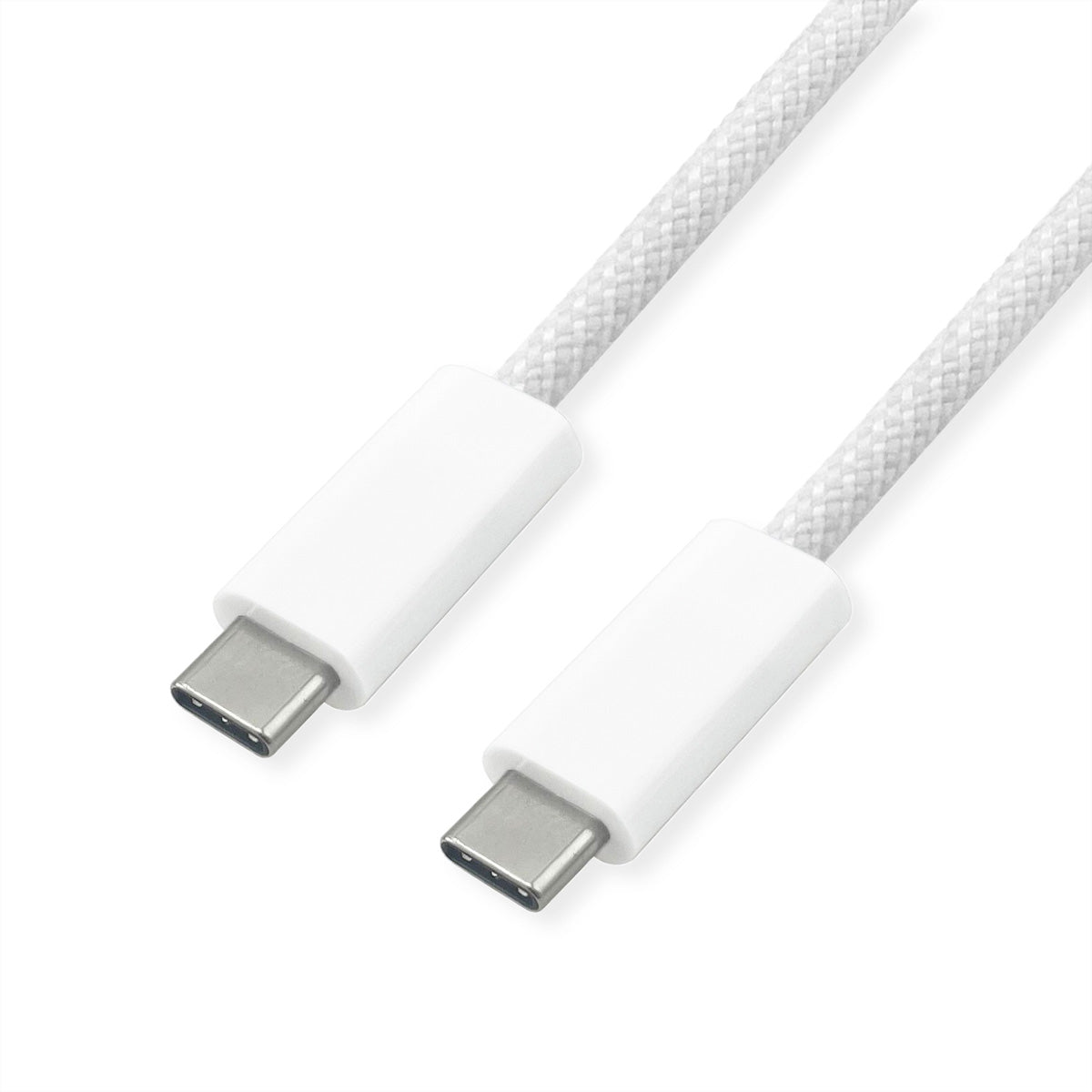 ROLINE USB-C auf USB-C Kabel – USB4 40 Gbit/s – 2 m – PD 240 W – Geflochten – Weiss