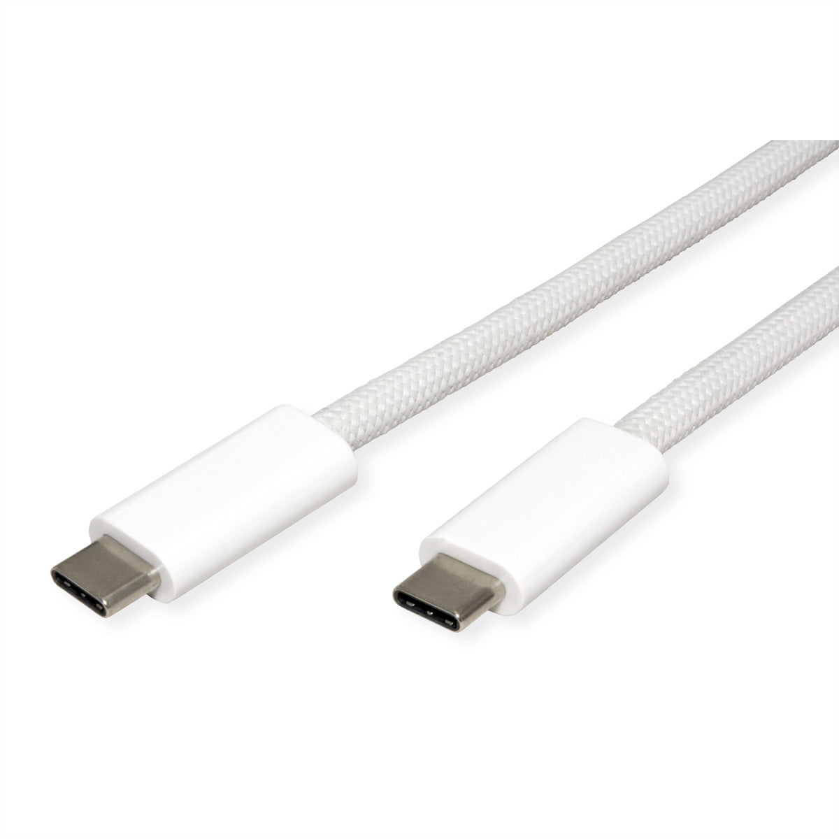 ROLINE USB-C auf USB-C Kabel – USB4 40 Gbit/s – 2 m – PD 240 W – Geflochten – Weiss
