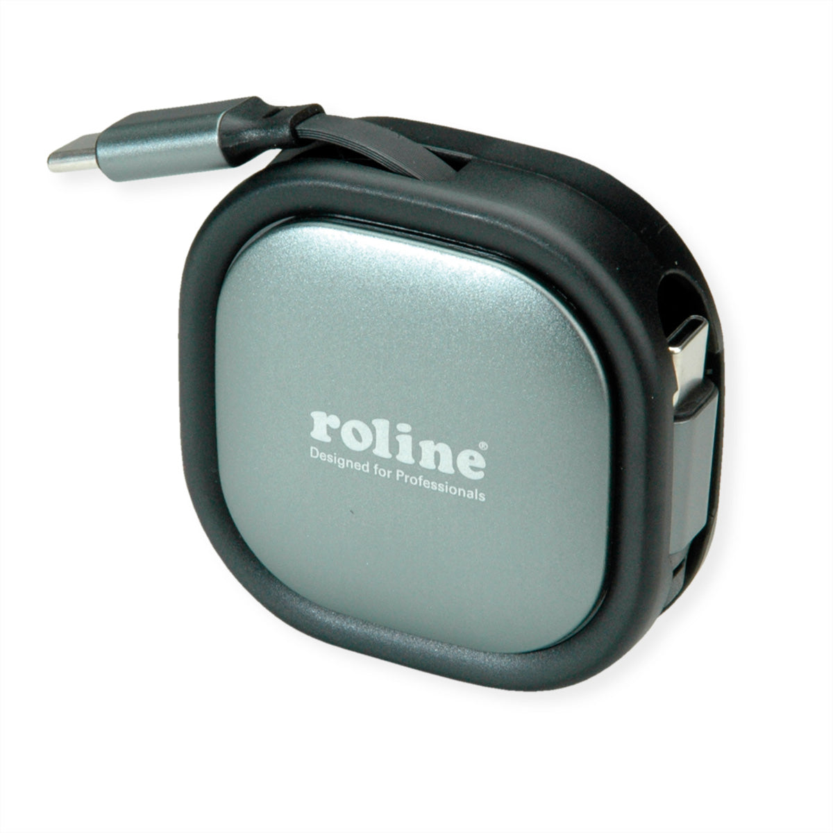 ROLINE USB-C auf USB-C Kabel – USB 2.0 (480 Mbit/s) – 1,2 m – PD 60 W – Aufrollbar, Geschirmt – Schwarz/Grau
