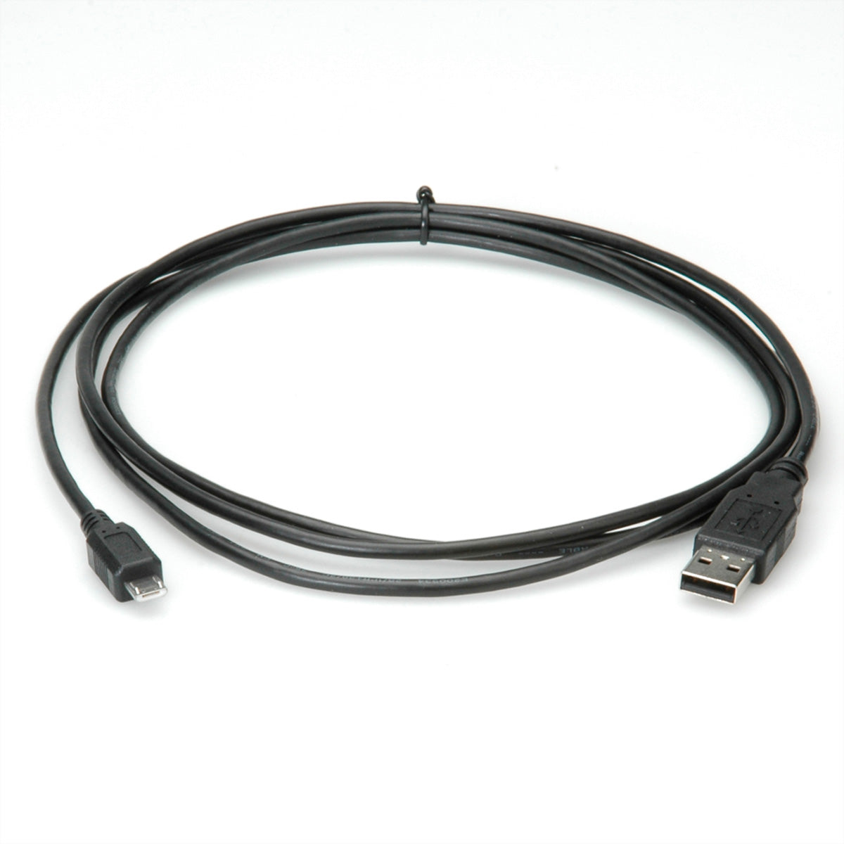 ROLINE USB-A auf Micro-USB-B Kabel – USB 2.0 (480 Mbit/s) – 0,8 m – Schwarz – für Handys, Smartphones und mehr