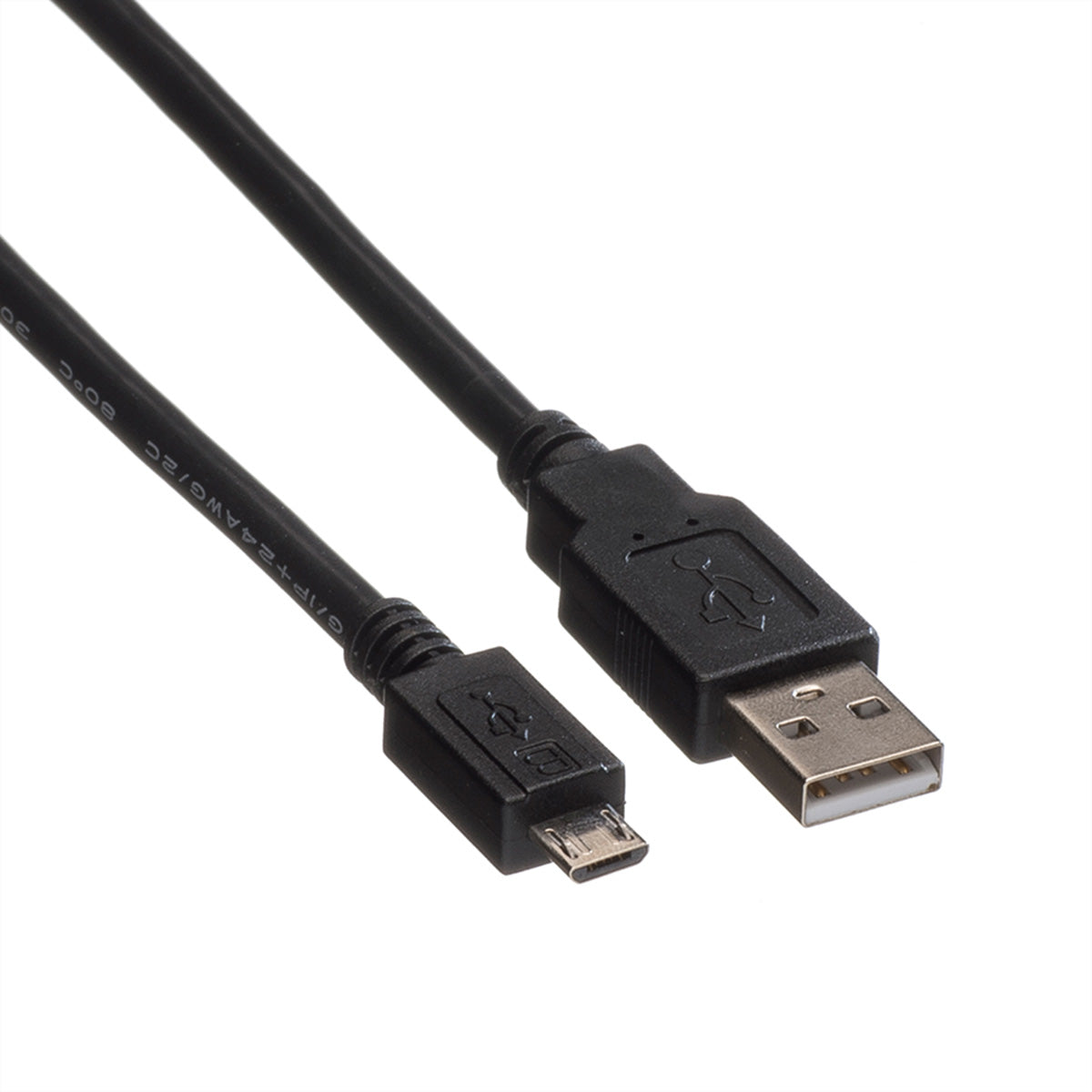 ROLINE USB-Kabel – USB-A auf Micro-USB-B Kabel – USB 2.0 (480 Mbit/s) – 1,8 m – Schwarz