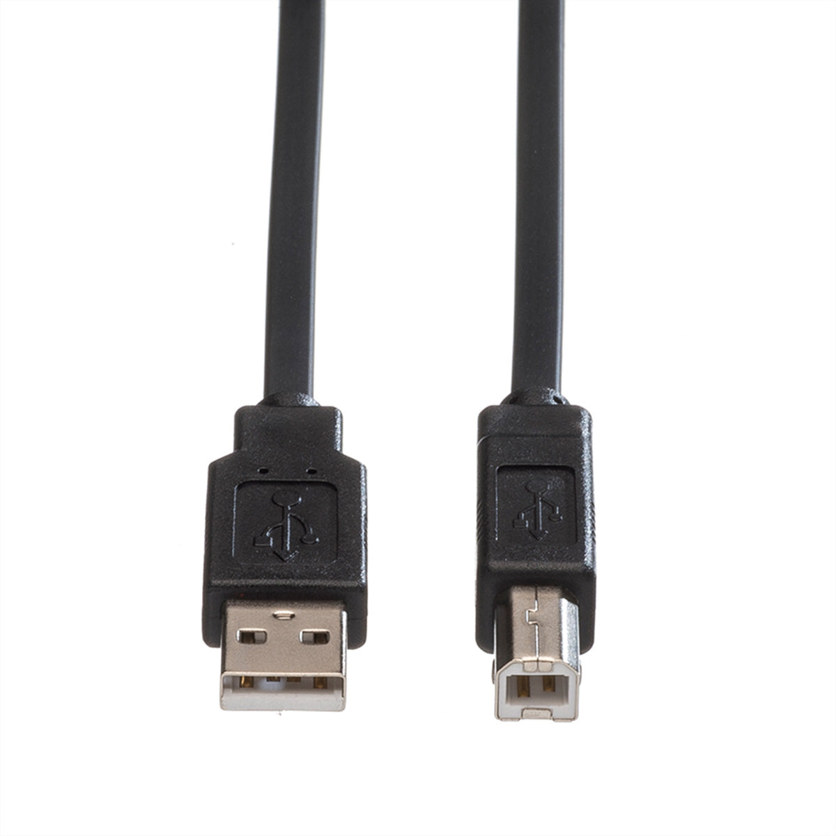 ROLINE USB-A auf USB-B Kabel – USB 2.0 (480 Mbps) – 1,8 m – Flachbandkabel – Schwarz