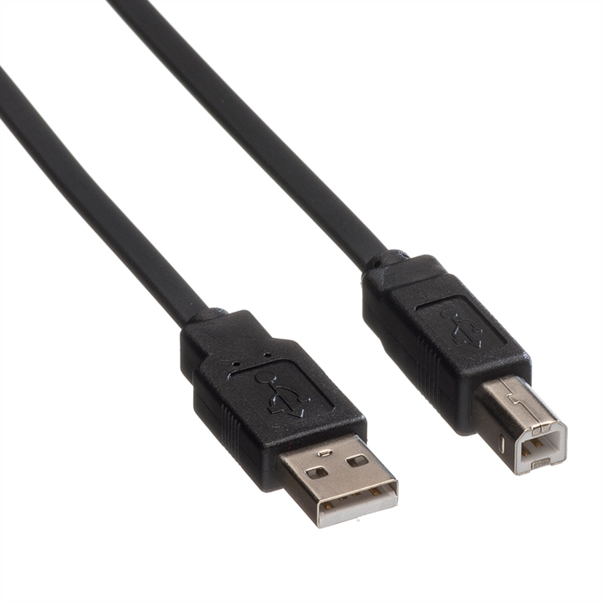 ROLINE USB-A auf USB-B Kabel – USB 2.0 (480 Mbps) – 1,8 m – Flachbandkabel – Schwarz