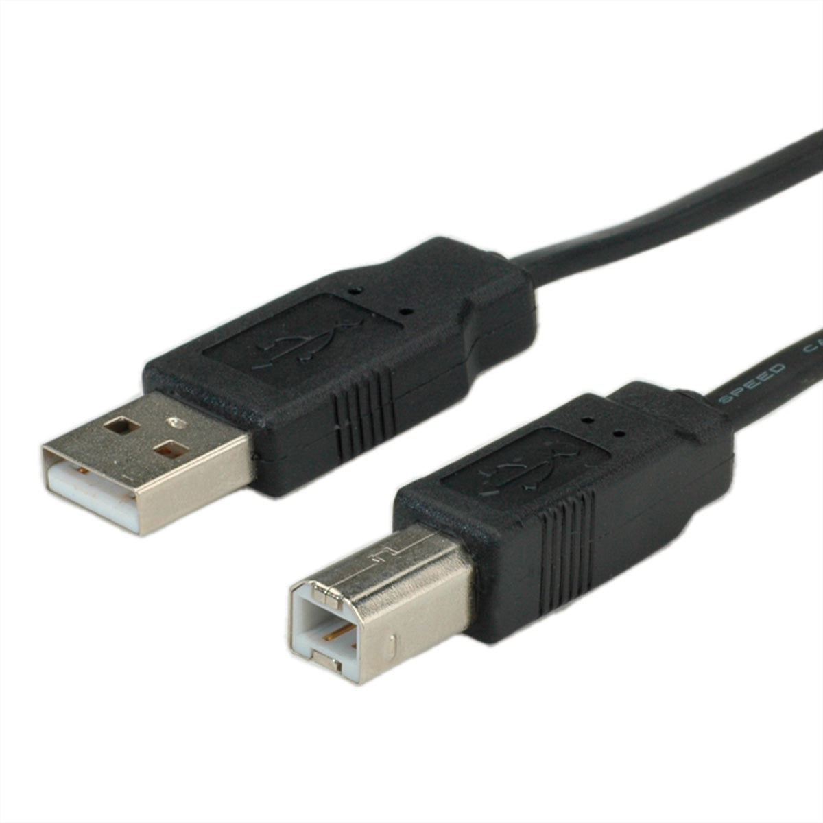 ROLINE USB-A auf USB-B Kabel – USB 2.0 (480 Mbps) – 1,8 m – Flachbandkabel – Schwarz