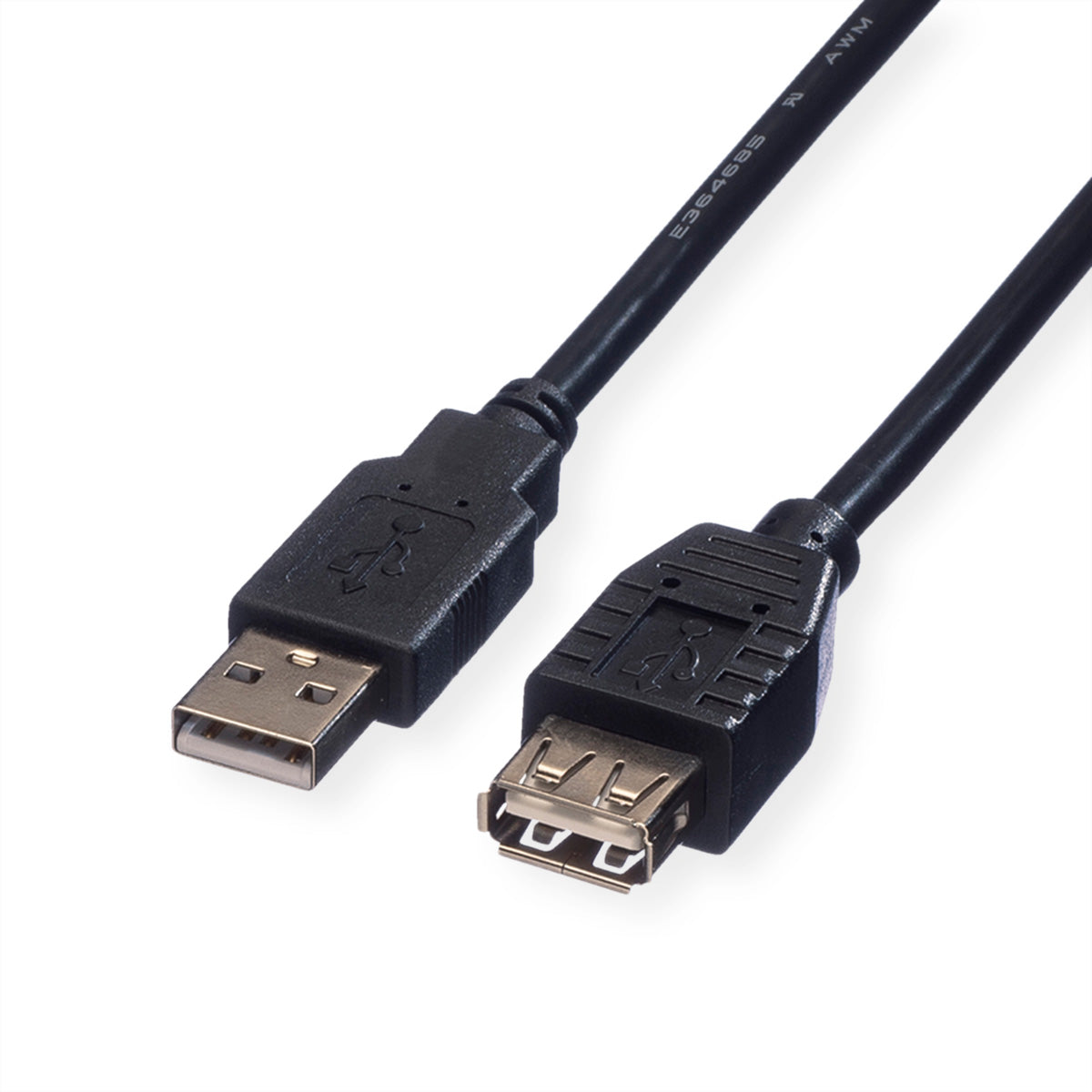 ROLINE USB-A Verlängerungskabel (Stecker auf Buchse) – USB 2.0 (480 Mbit/s) – 1,8 m – Geschirmt – Schwarz