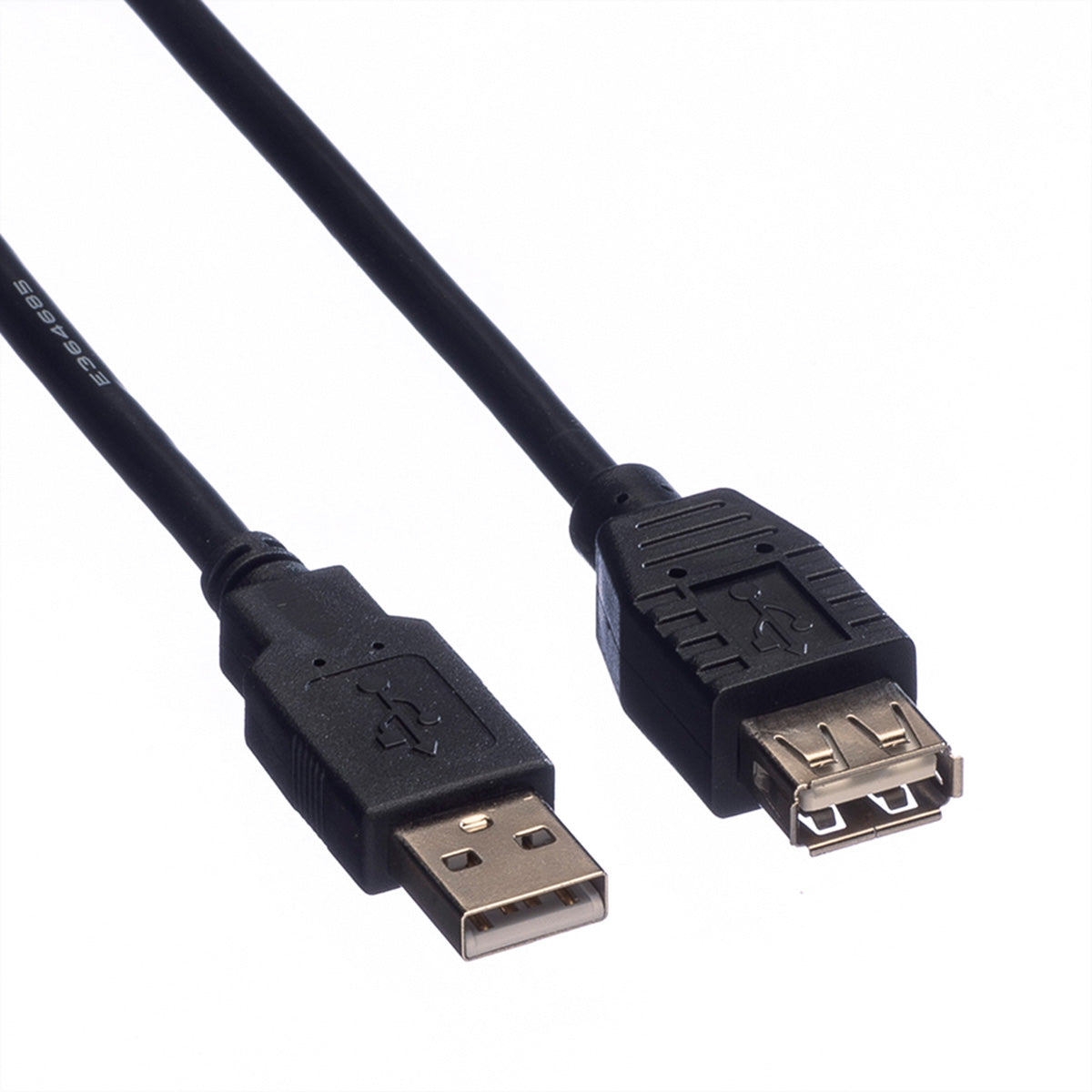 ROLINE USB-A Verlängerungskabel (Stecker auf Buchse) – USB 2.0 (480 Mbit/s) – 0,8 m – Geschirmt – Schwarz