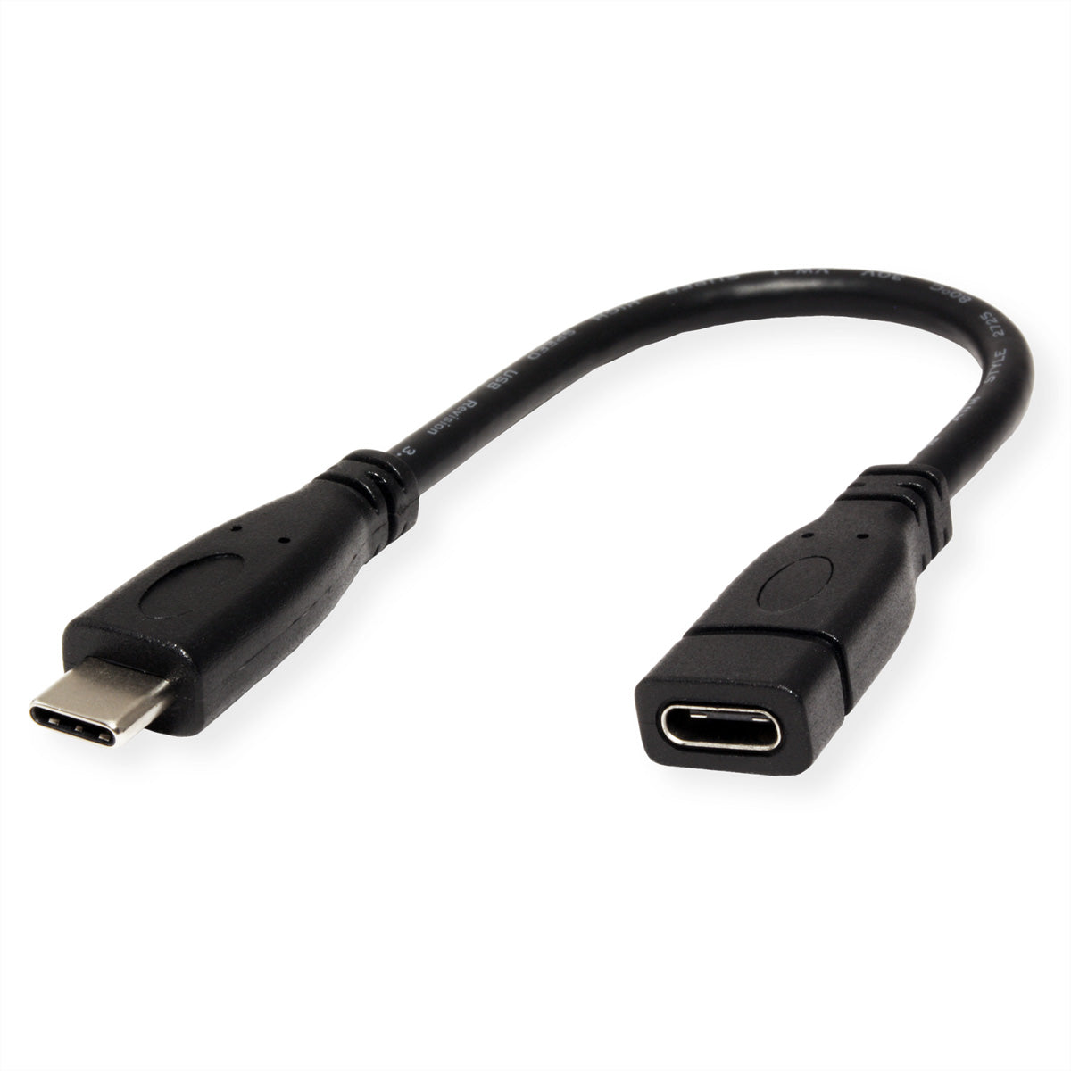 ROLINE USB-C Verlängerungskabel (Stecker auf Buchse) – USB 3.2 Gen 2 (10 Gbit/s) – 0,15 m – PD 100 W