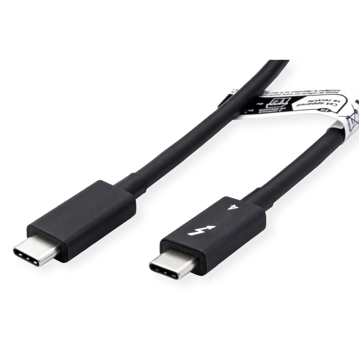 ROLINE Thunderbolt 4 (USB-C) Kabel – 40 Gbit/s – 1 m – PD 100 W – 8K/60 – Schwarz