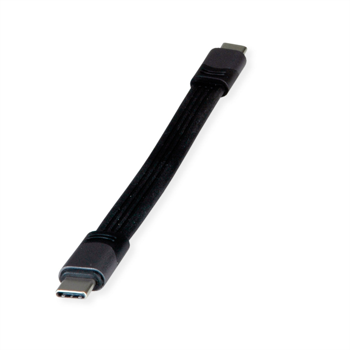 ROLINE USB-C auf USB-C Kabel – USB4 40 Gbit/s – 0,15 m – PD 100 W – 8K/60 – Flachkabel – Schwarz