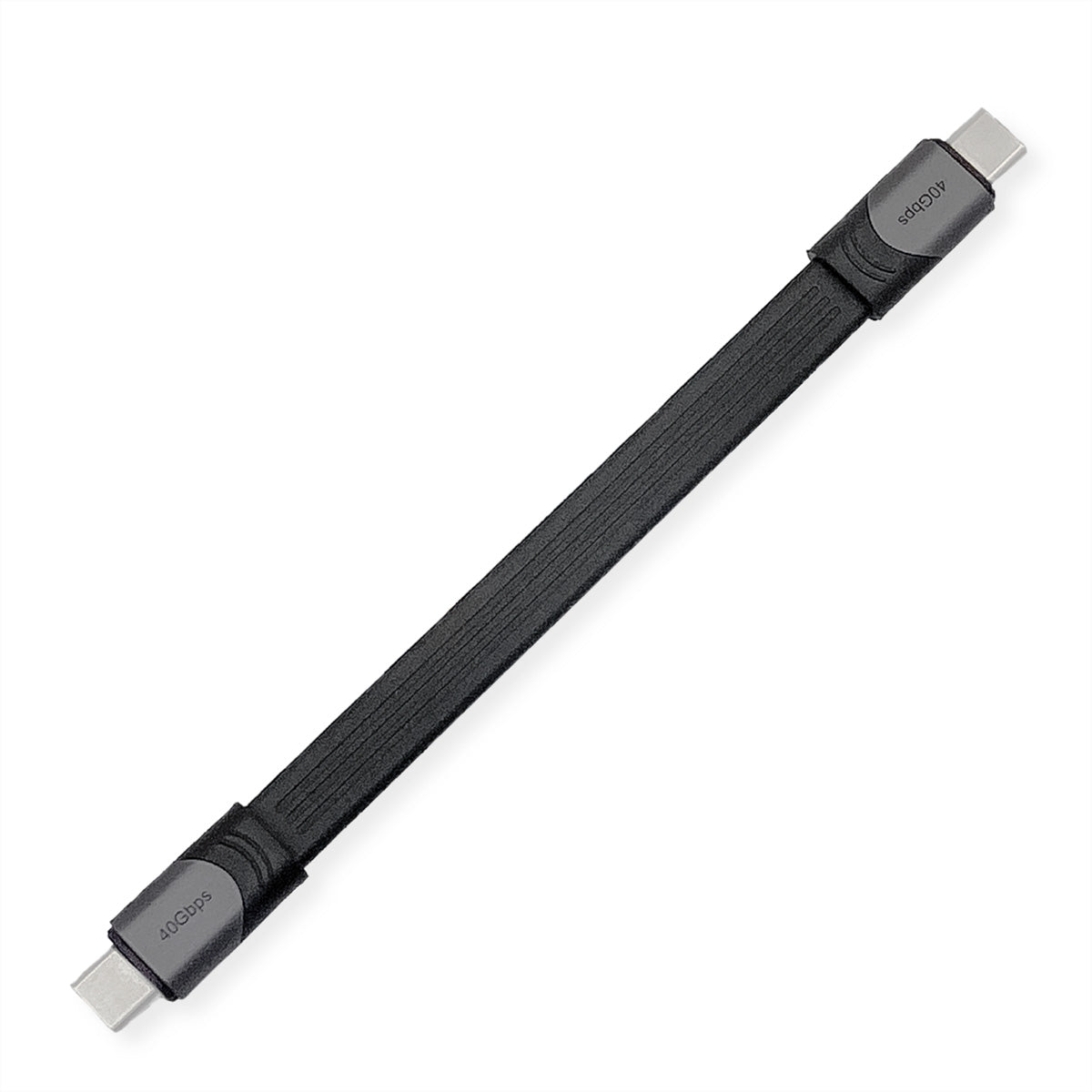 ROLINE USB-C auf USB-C Kabel – USB4 40 Gbit/s – 0,15 m – PD 100 W – 8K/60 – Flachkabel – Schwarz