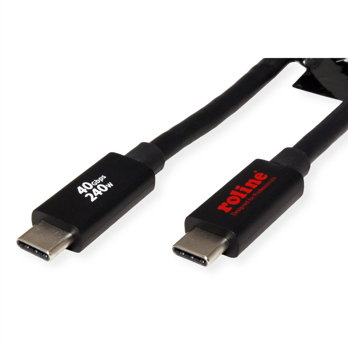 ROLINE USB-C auf USB-C Kabel – USB4 40 Gbit/s – 2 m – PD 240 W – Geschirmt – Schwarz