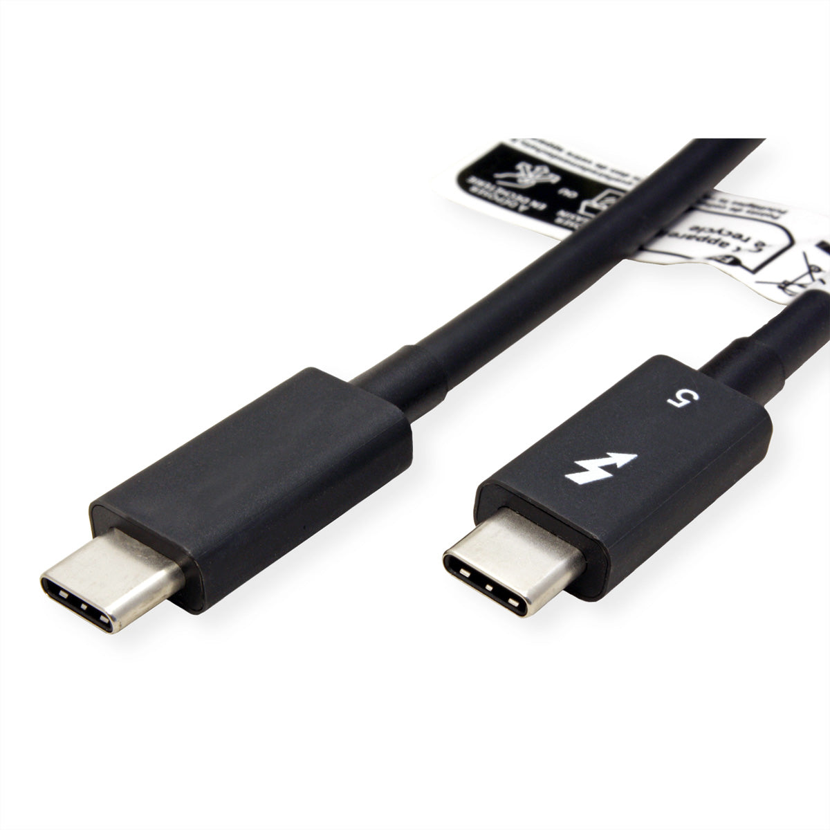 ROLINE Thunderbolt 5 (USB-C) Kabel – 80 Gbit/s – 0,8 m – PD 240 W – 8K/60 – Schwarz