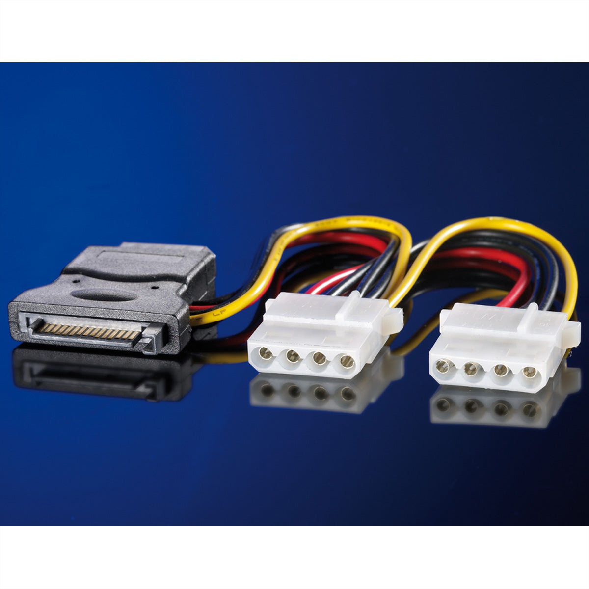 ROLINE Internes Y-Stromkabel SATA (15-polig Power) zu 3× Molex 4-pol. Buchse – 0,2 m