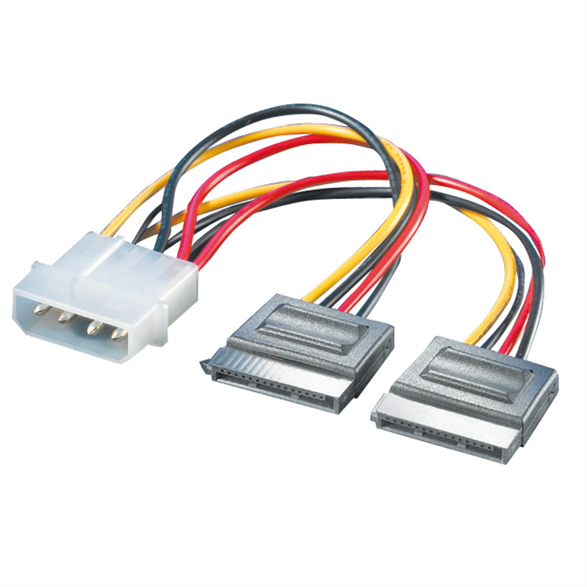 ROLINE Y-Adapterkabel Stromkabel – Molex 4-polig–SATA 15-polig (Power), 0,12 m, schwarz/rot/weiss/gelb