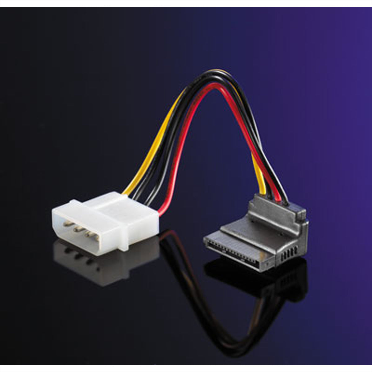 ROLINE Molex 4-poliger zu SATA 15-poliger Stromkabel – 0,1 m, abgewinkelt, mehrfarbig