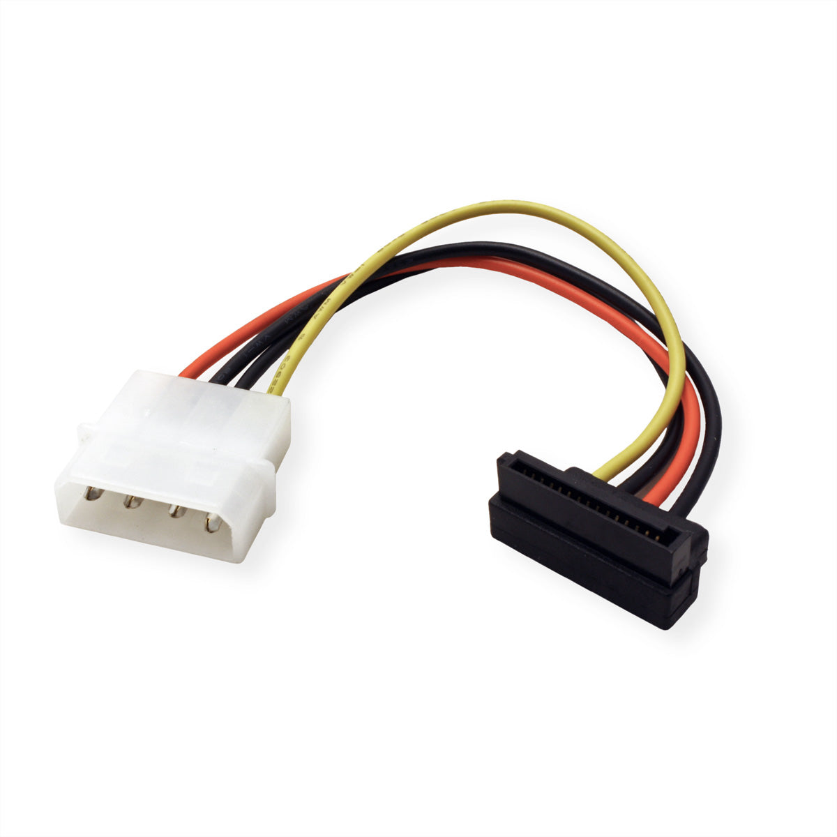 ROLINE Molex 4-poliger zu SATA 15-poliger Stromkabel – 0,1 m, abgewinkelt, mehrfarbig