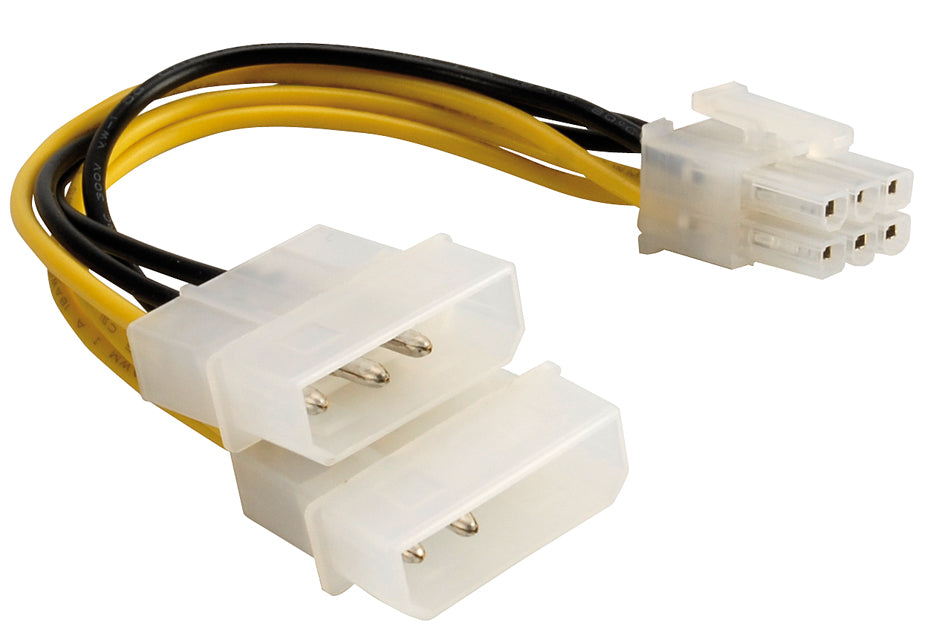 DeLOCK Y-Adapter Stromkabel – 2× Molex 4-polig (BIG) – PCIe 6-polig, 0,15 m