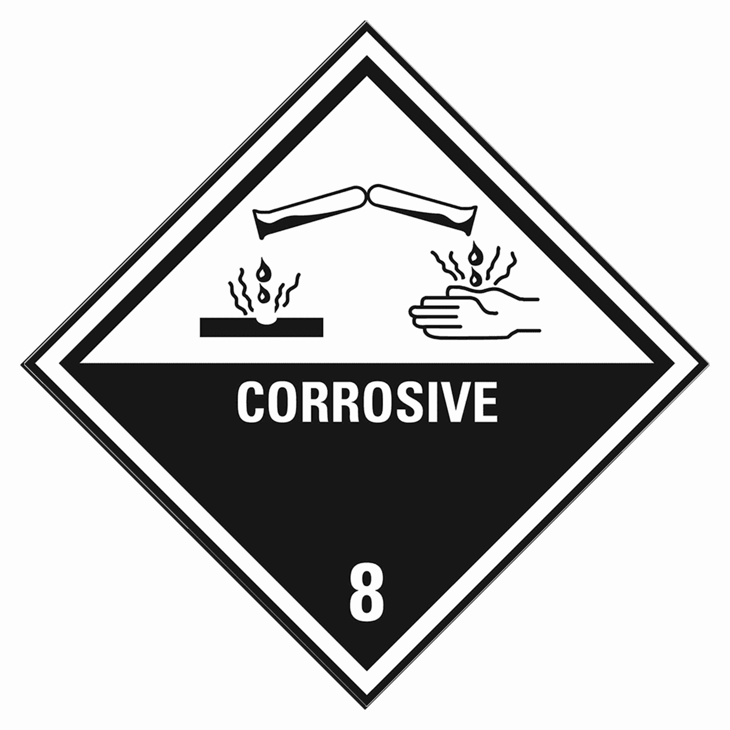 GHS/CLP‑Etiketten 'Korrosive Stoffe' – 100 × 100 mm, Rolle – 1 Stk., ab 3'000 Stk.