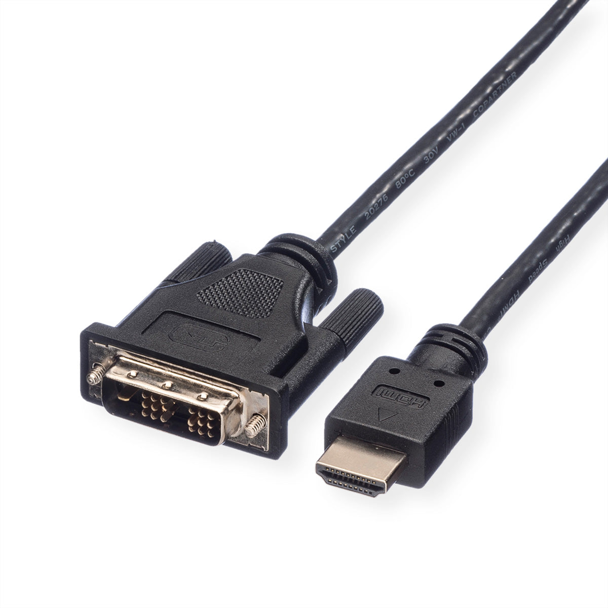 ROLINE DVI-D auf HDMI Kabel 1080p 60 Hz – 10 m – geflochten