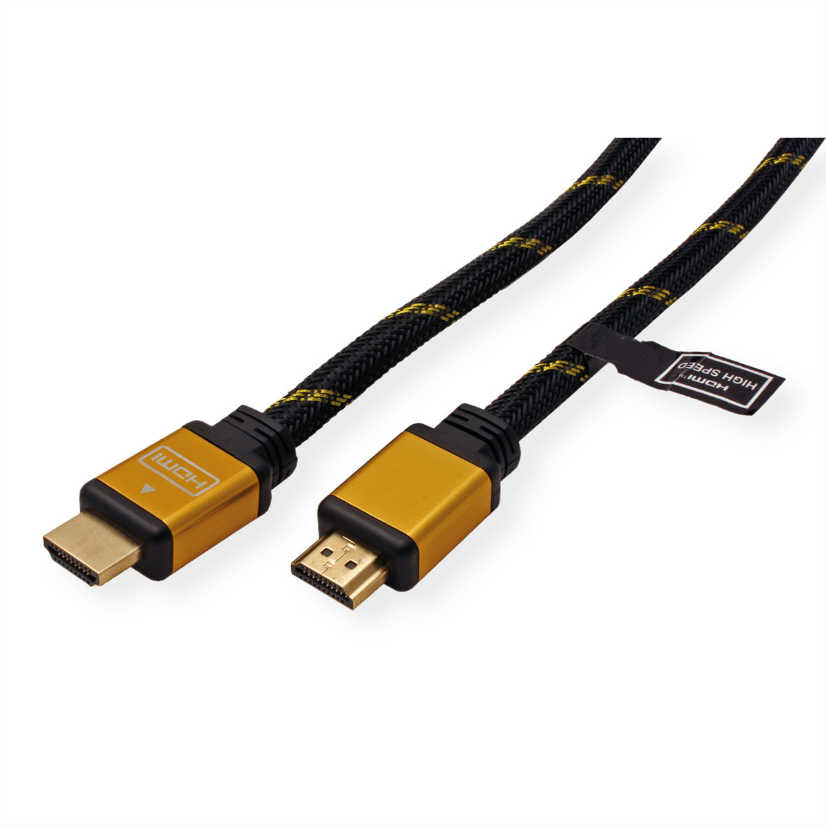 ROLINE HDMI Kabel HDMI High Speed 1080p 60 Hz – 2 m – ARC, Ethernet – Schwarz/Gold