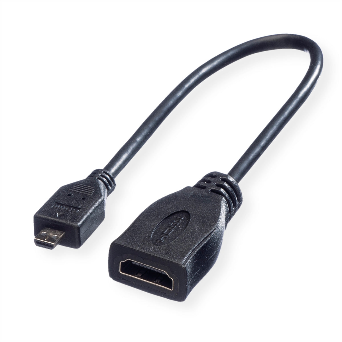 ROLINE Micro-HDMI auf HDMI Kabel HDMI 1.4 4K 30 Hz – 0,22 m – ARC, Ethernet