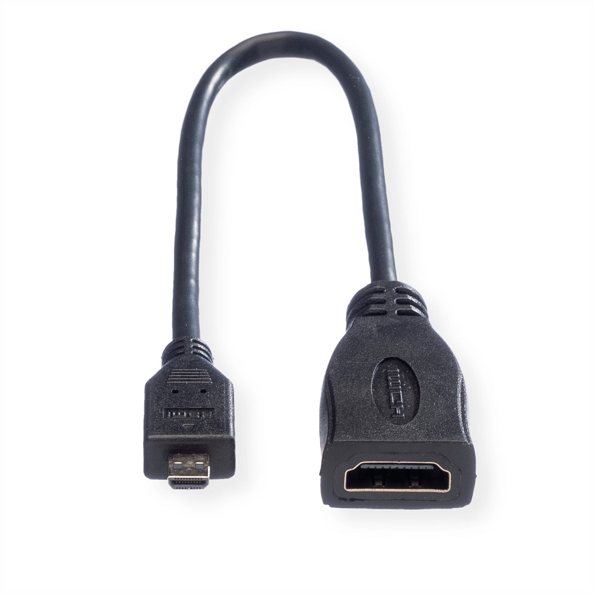 ROLINE Micro-HDMI auf HDMI Kabel HDMI 1.4 4K 30 Hz – 0,22 m – ARC, Ethernet