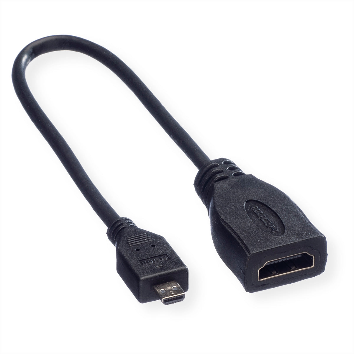 ROLINE Micro-HDMI auf HDMI Kabel HDMI 1.4 4K 30 Hz – 0,22 m – ARC, Ethernet