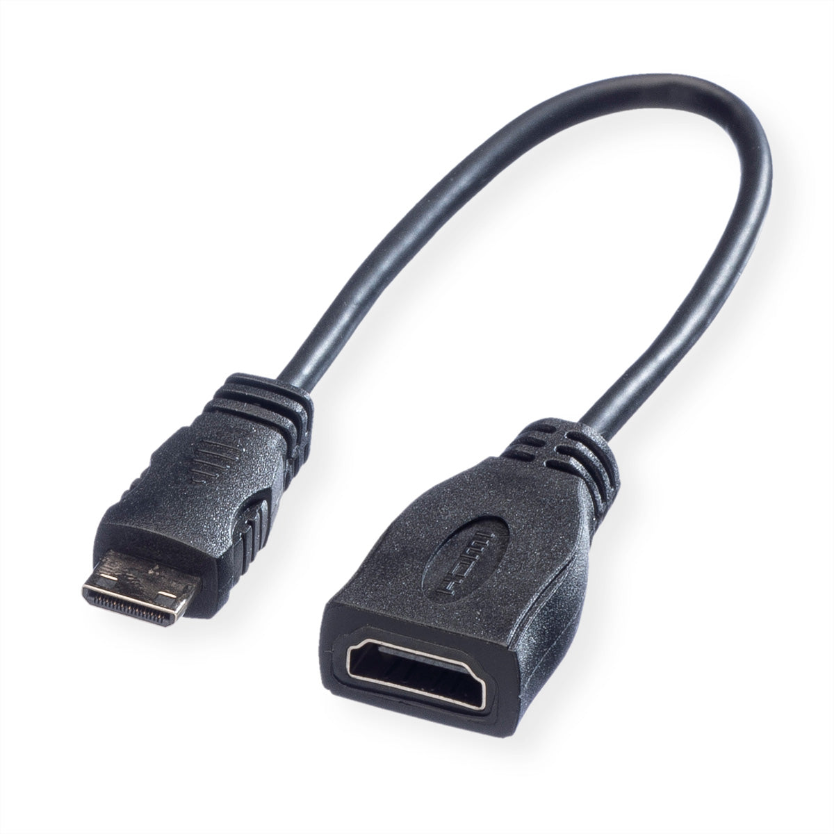 ROLINE Mini-HDMI auf HDMI Kabel – 4K 30 Hz – 0,15 m – Ethernet
