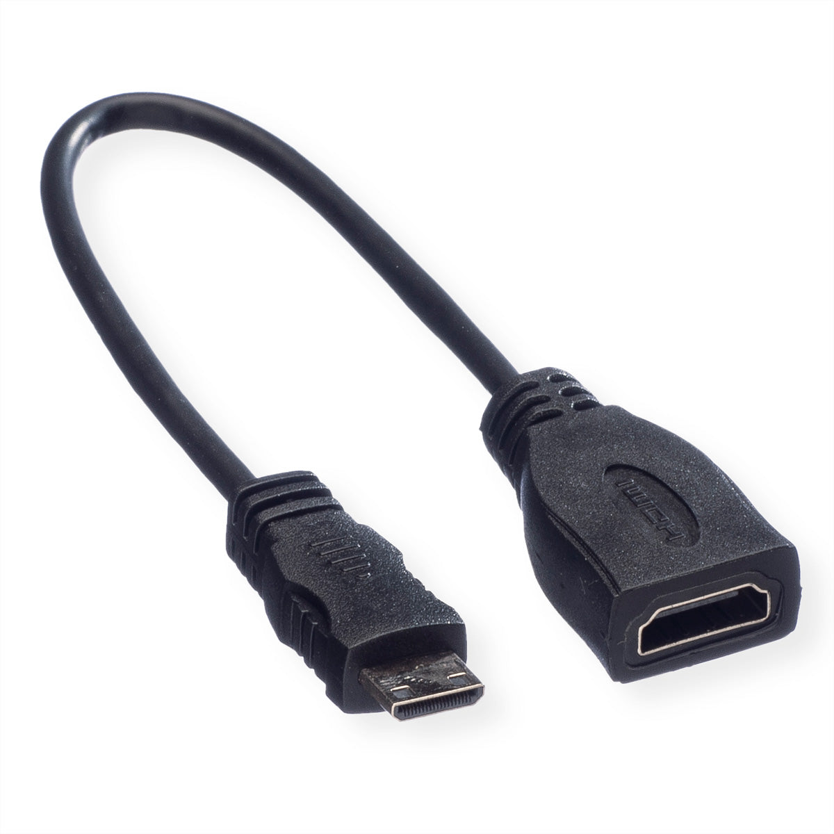 ROLINE Mini-HDMI auf HDMI Kabel – 4K 30 Hz – 0,15 m – Ethernet