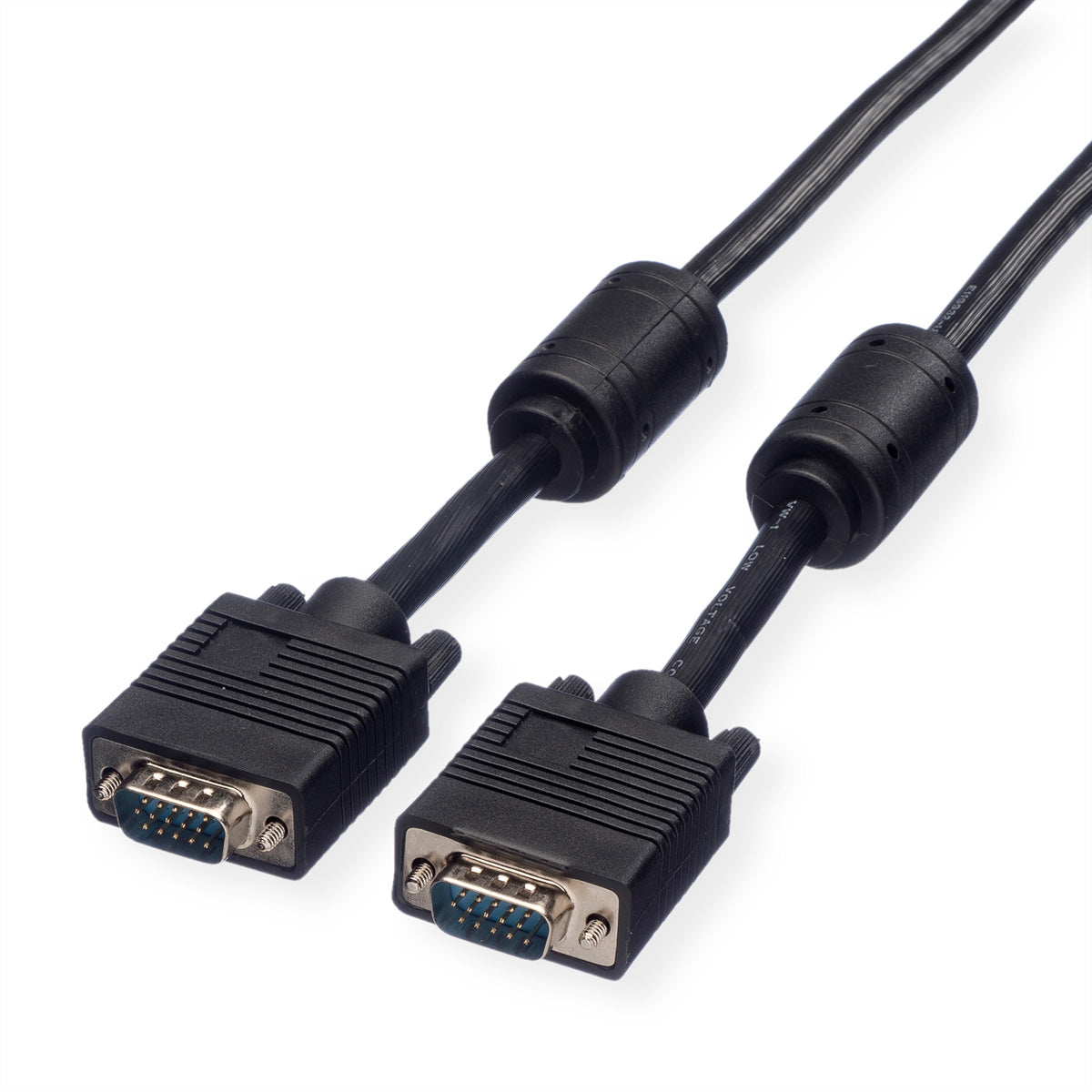 ROLINE SVGA-Kabel (HD15 M–M) – 20 m – Ferritkern, verriegelbar