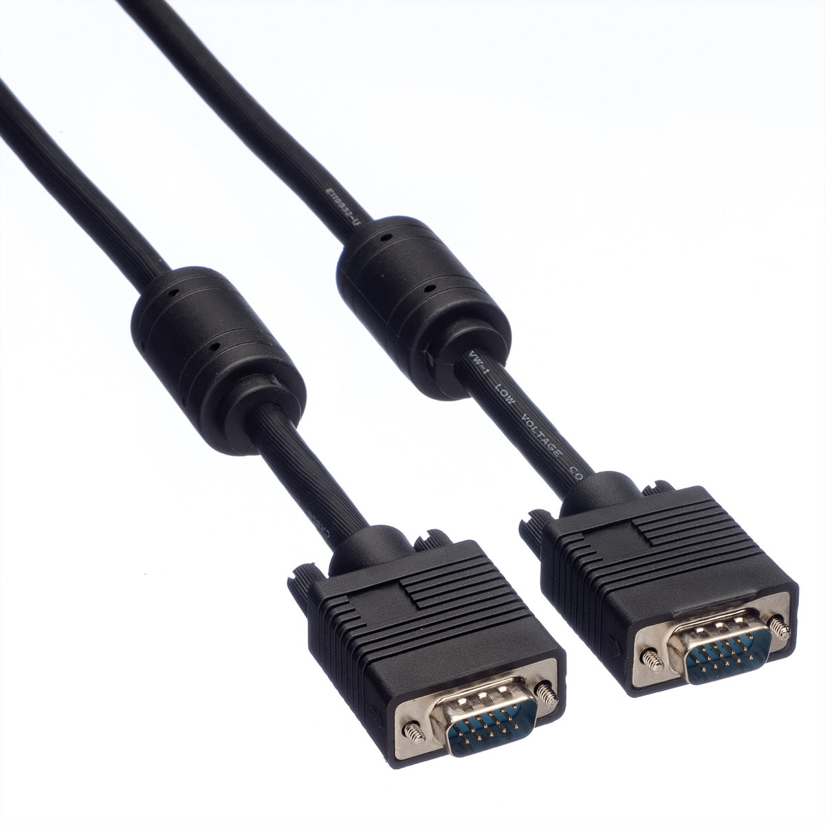 ROLINE SVGA-Kabel (HD15 M–M) – 20 m – Ferritkern, verriegelbar