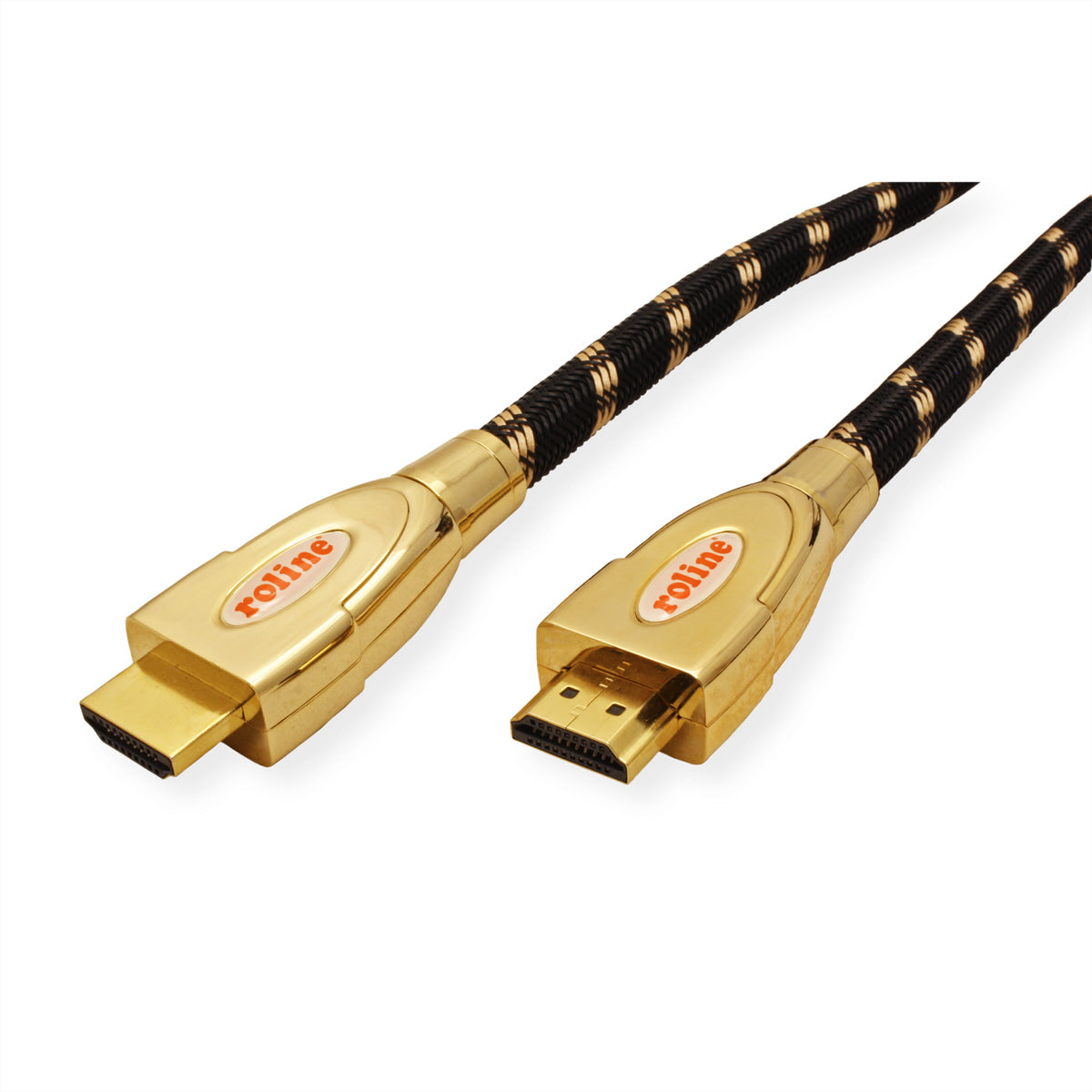 ROLINE HDMI Kabel HDMI 2.0 4K 60 Hz – 1 m – ARC, Ethernet – Schwarz/Gold