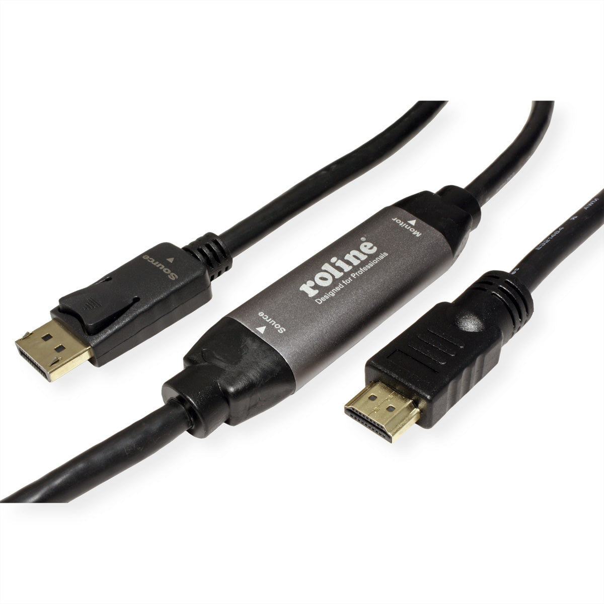 ROLINE DisplayPort auf HDMI Kabel DP 1.2 4K 60 Hz – 10 m – aktiv