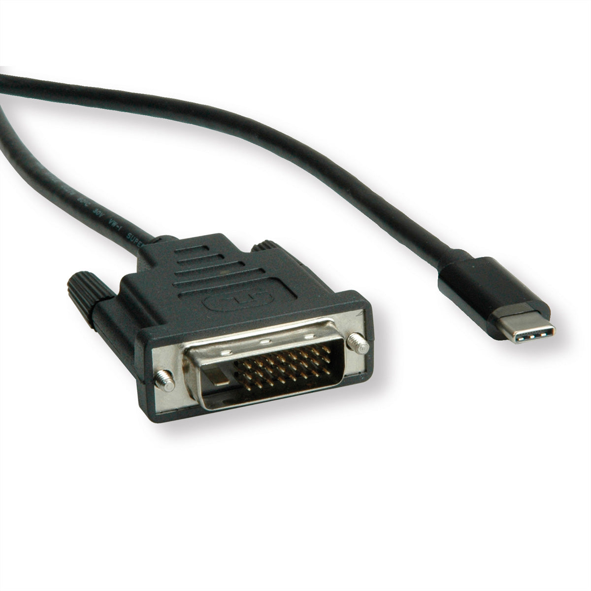 ROLINE USB-C auf DVI Adapter 4K 60 Hz – 2 m – verriegelbar – für Geräte mit USB-C-Port