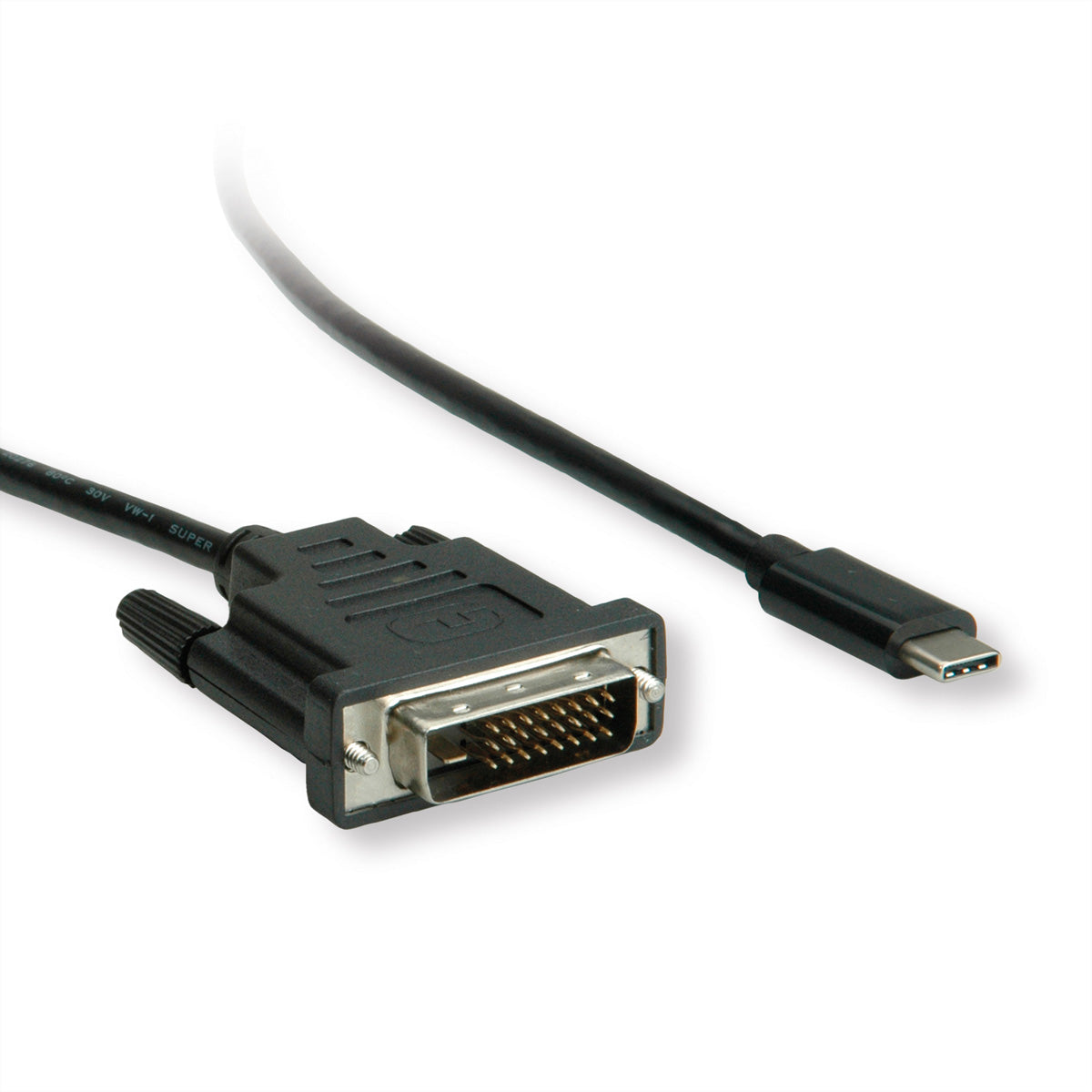 ROLINE USB-C auf DVI Adapter – 4K 60 Hz – 1 m – verriegelbar – für Geräte mit USB-C (DisplayPort Alt Mode)